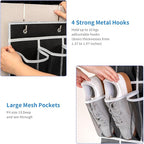 35 Pockets Over the Door Shoe Organizer, Hanging Shoe Organizer for Door with 35 Mesh Pockets Large Capacity Shoe Hanging Storage Bag with 4 Metal Hooks (Black-1Pack)