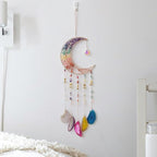 7 Chakra Wind Chimes Tree of Life Agate Moon Dream Catchers Hanging Ornament Natural Gem Agate Slice Crystal Wind Chime for Home Garden Decoration (Color)