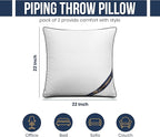 Utopia Bedding Throw Pillow Inserts (Pack of 2, White), 22 x 22 Inches Decorative Indoor Pillows for Sofa, Bed, Couch, Cushion Sham Stuffer