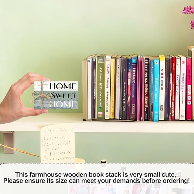 Mini Decorative Books for Home Decor, Small Wood Book Stack for Table Decor, Home Sweet Home Decor Books for Living Room Bookshelf, Farmhouse Stacked Books Decor（L36）