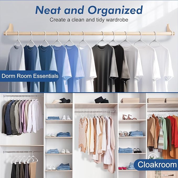 HOUSE DAY Premium Plastic Hangers 10 Pack, Clothes Hanger Space Saving, Heavy Duty Coat Hanger - Durable and Strong Closet Organizers and Storage Makes It Ideal Dorm Room Essentials (White)
