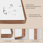 LOAAO 24X32 Inch Bathroom Mirror with Wood Grain Colored Metal Frame, Rounded Rectangle Metal Framed Bathroom Mirror, Anti-Rust, Hangs Horizontally or Vertically