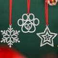 Set of 3 Christmas Hanging Ornaments - Silver Snowflake Star Pawprint Christmas Tree Decor for Xmas Tree Gift Decorative Hanging Ornaments Hanging Pendants (3, Multi-3)