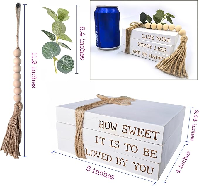 Mini Decorative Coffee Table Books, 4" D x 5" W x 3" H – Set of 3 Faux Books for Decoration, Living Room, Entryway, Bookshelf, Inspirational Christian Gifts