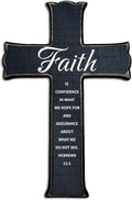 dsjaidh Cross Wall Decor - Black Scripture Wooden Cross For Wall - Gothic Wooden Hanging Signs Christian Easter Decor for Home Office Church Baptism - Christian Gifts for Men Women (Faith) - A07
