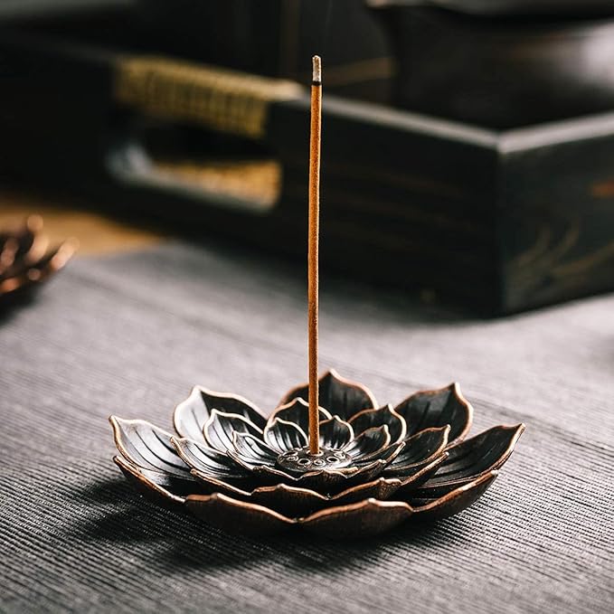 GARMOLY 3 Pack Brass Lotus Incense Holder, Incense Sticks Burner, Incense Ash Catcher