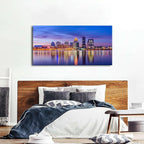 Louisville City Wall Art Sunset Kentucky Decor Colorful Waterfront Park Canvas Prints Pictures Louisville Skyline Painting Cityscape Poster Artwork for Kitchen Living Room Home Decoration 24x48”