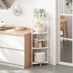 Wisuce Corner Shelf Stand - 4 Tier White Bamboo Small Corner Bookshelf for Office Kitchen Bedroom Plant Stand Living Room Decor Small Space