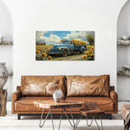 Sunflower Pictures Wall Decor Farmhouse Barn Truck Wall Art Sunflower Field Canvas Prints for Bedroom Bathroom Vintage Yellow Flowers Landscape Painting Artwork for Living Room Home Decorations 20x40"