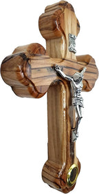 Zuluf 5.5" Wooden Wall Cross with 14 Stations Crucifix and Jerusalem Soil Christian Holy Land Gift from Israel CRS092