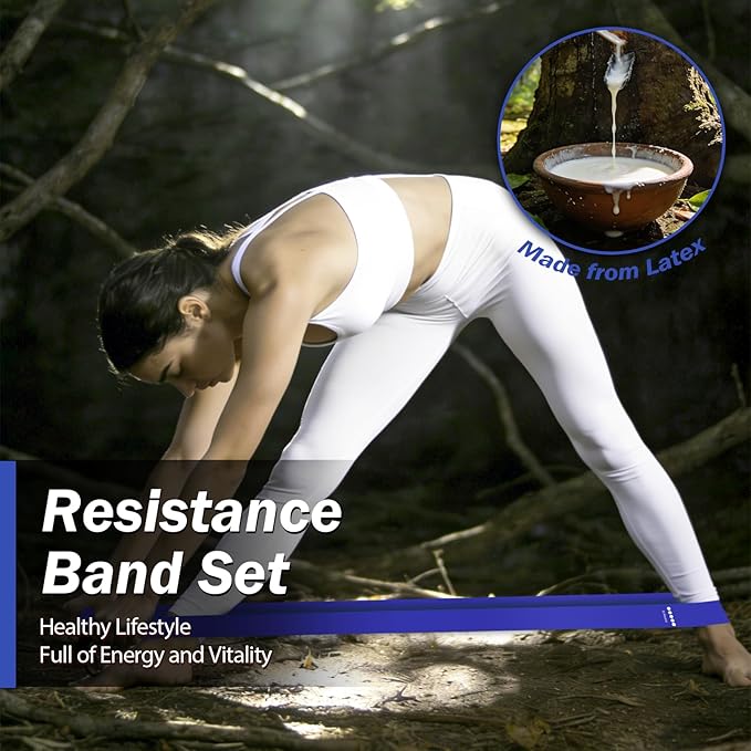 Resistance Bands for Working Out, 5 Levels Resistance Exercise Bands with Woven Bag, Bands for Working Out Women Men, Yoga, Pilates, Rehabilitation Training