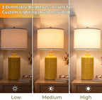 JUNNAI 25" Modern Bedside Ceramic Table Lamps for Living Room Mustard Yellow Nightstand 3-Way Dimmable Lamp Farmhouse Lamp for Bedroom Entryway Tabletop(Bulb Included)
