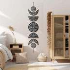 BBTO Boho Wall Decoration Moon Phases Wall Art Stars Moon Minimalist Room Decoration Wooden Gothic Witchy Pediments Hanging Sign
