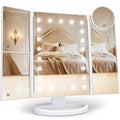 HUONUL Makeup Mirror, Vanity Mirror with Lights, 2X/3X/10X Magnification, Touch Control, Trifold, Dual Power Supply, Birthday Gifts for Women, Wife, Mom, Girls,Dorm Room Essentials