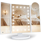 HUONUL Makeup Mirror, Vanity Mirror with Lights, 2X/3X/10X Magnification, Touch Control, Trifold, Dual Power Supply, Birthday Gifts for Women, Wife, Mom, Girls,Dorm Room Essentials