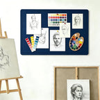 Cork Board Alternative, Decorative Foldable Felt Bulletin Board 24 * 16 Inches, Alternative Photo Board Self-Adhesive Vision Board, Decorative Pin Board (Rectangle Dark Blue)