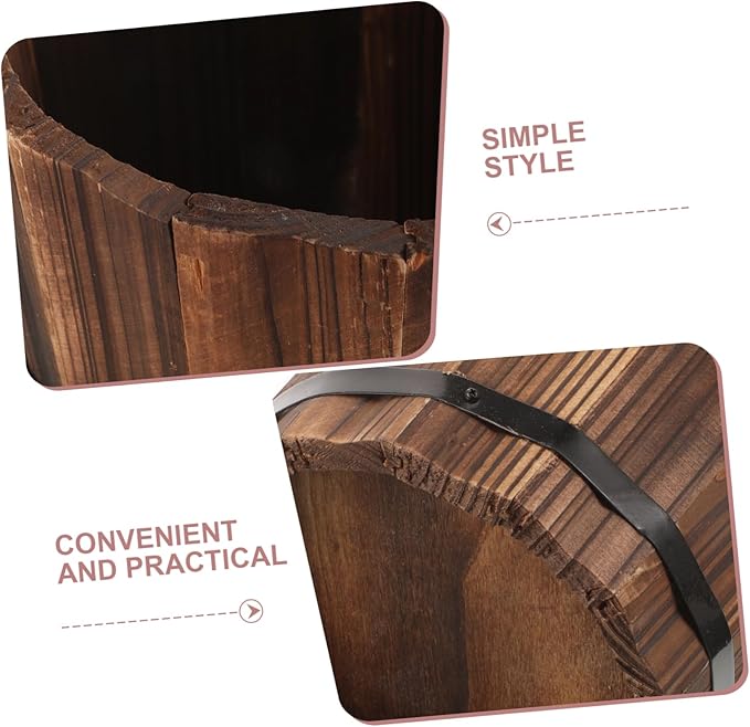 Zerodeko Wooden Umbrella Bucket Stand for Outdoor Use Wood Material Umbrella Holder Rack Stable and Wear Resistant Storage for Entryway and Office