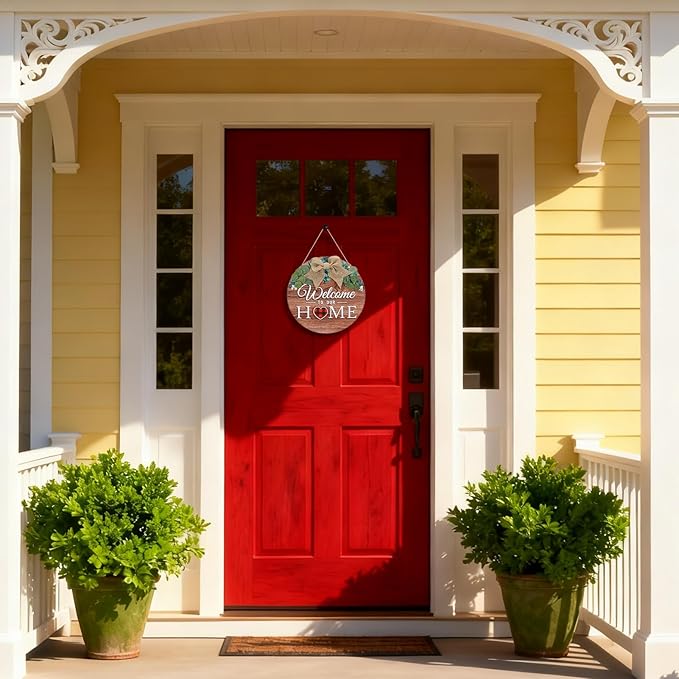 Giftgarden Welcome Home Sign for Front Door with 14 Changeable Icons, Seasonal Door Wreaths Outdoor Porch Decor, All Season Holiday Housewarming Gift