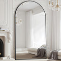 Prywot Full Length Mirror, Oversized 78"x38" Arched-Top Floor Mirrors, Modern Full Body Mirrors with Stand, Wall Mirror with Aluminum Alloy Frame for Bedroom,Living Room, Black