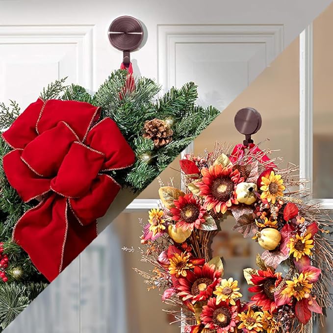 Haute Decor Attract Magnetic Wreath Hanger (Oil-Rubbed Bronze) - Set of 2 Magnets - for 2 Metal Doors or Surfaces or 1 Single-Pane Glass Door or Window
