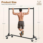 Hoctieon Z Rack Set of 2, Rolling Clothing Racks with Z-Base, Heavy Duty Garment Racks Set of 2, Clothes Rack on Wheels with Brakes, Clothes Organizer Rack Set of 2, Black
