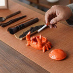 Ashtray with Lid, Windproof Tabletop Ceramic Cigarette Ash Tray for Outside or Inside, Crab Decor