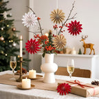 EASY JOY Christmas Hanging Decorations-9Pcs Small Christmas Paper Ornaments 3D White Red Brown Snowflake Ornaments Xmas Tree Decorations Outdoor Indoor for Xmas Boho New Year Home Decor