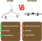 Quality Clear Plastic Skirt Hangers - 24 Pack Crystal Cut Pants Dress Durable Plastic Hanger Set with Adjustable Clips - Heavy Duty Hangers