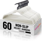 HOUSE DAY White Velvet Hangers 60 Pack, Non Slip Felt Hanger, Slim Velvet Clothes Hangers for Suits, Shirt, Heavy Duty Coat Hanger for Closet