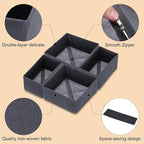 uxcell 1 Set Foldable Cloth Storage Box, 6 Slots Fabric Socks Underwear Drawer Dividers Organizers Baskets Bins for Clothes Socks Scarves Ties, Dark Gray