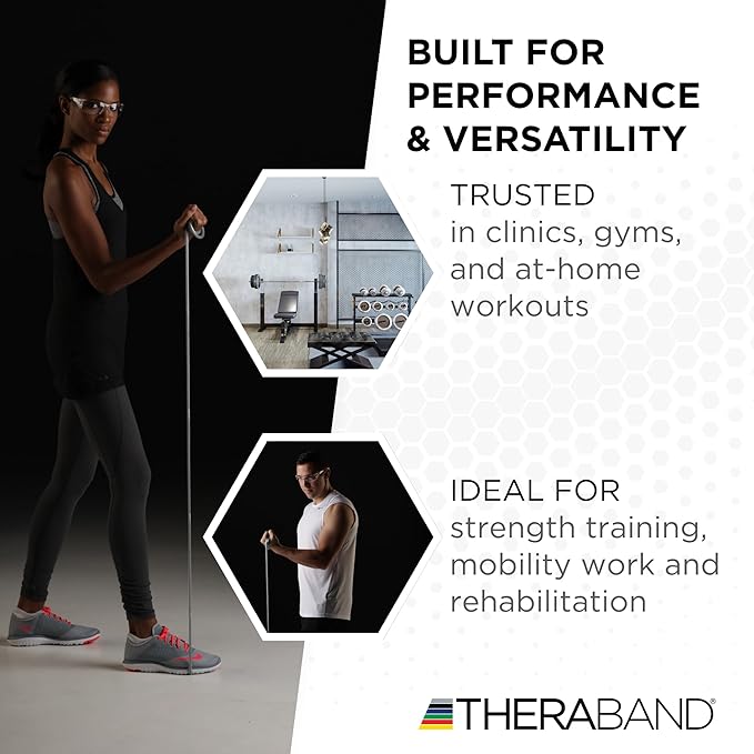THERABAND Latex Resistance Tubing, Red, Medium Level 2, 100 ft Roll, Professional Grade Resistance Band for Exercise, Upper and Lower Body Workouts, Cut-to-Length, Color-Coded Levels