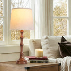 Lamps Set of 2 Modern Farmhouse Table Lamp Bedside Reading Lamps Living Room End Tables Set Lamps for Night Stands Bedroom Night Lamp,High 27 Inch,Brown,With Fabric Lamp Shade,Bulb Not Included