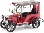 Vintage Classic Car Model Miniature, Old Vintage Car Desktop Decor, Red Tin Alloy Retro Automobile Ornament with Authentic Details for Home Office Bar Wedding Gift