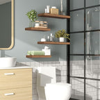 HOOBRO Floating Shelves for Wall, Wall Mounted Shelf Set of 2, 15.7" Hanging Shelf with Invisible Brackets, for Wall Decor Storage in Bathroom Bedroom Kitchen Living Room Office, Rustic Brown BF40BJ01