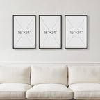 3D Textured Framed Blue and White Abstract Wall Art, 3 Piece Modern Artwork for Walls, Minimalist Navy Blue Geometric Wall Paintings for Living Room, Bedroom, Dining Room, Office Wall Decor 16x24 In