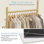 Nianerfaya Coat Hanger Stand with 2 Hooks, Standing Garment Storage for Indoor - Coat Tree for Hanging Clothes for Bedroom - 25.6" Wide Heavy Duty Clothe Rack Metal Clothing Hanger Rack (Gold)