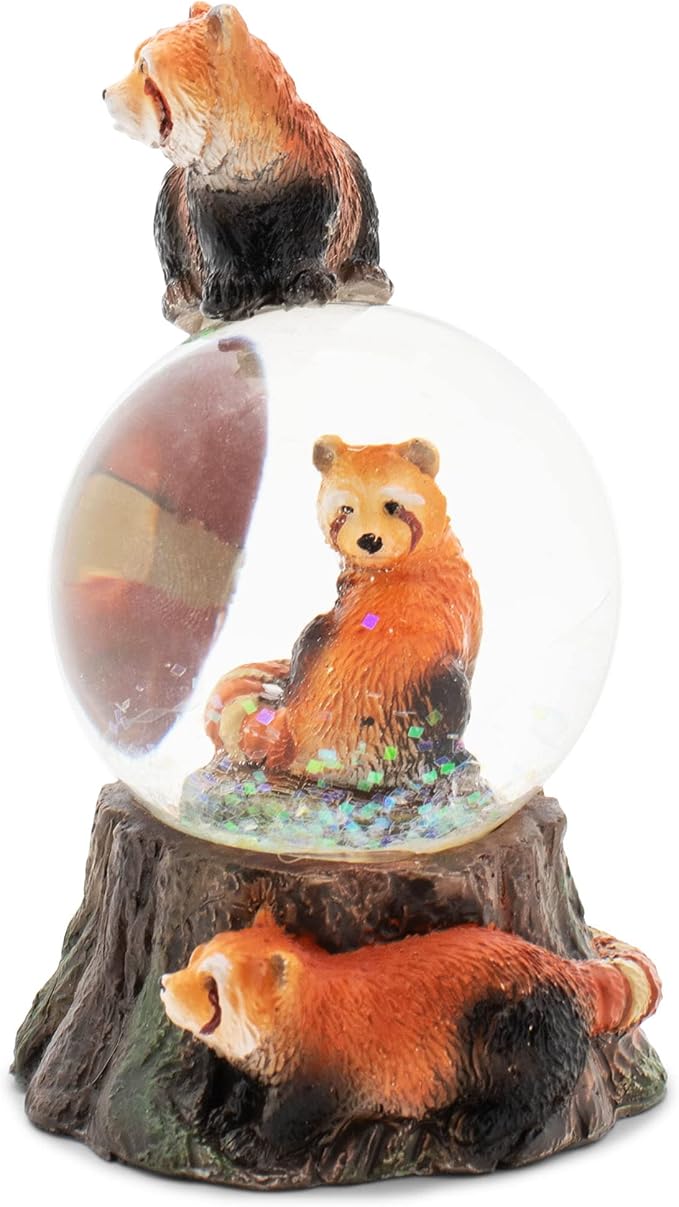 Elanze Designs Red Panda Miniature 45MM Sturdy Polyresin Magical Whimsical Tabletop Dresser Nightstand Glitter Water Snow Globe Figurine Decoration