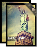 100% Solid Wood 10x14 Picture Frame Set of 2, Black Frame for 10 x 14 Inch Picture Poster Photo, Light Weight 10 by 14 HQ Matte Black Frame for Wall - 2 Pack/Black/10 x14