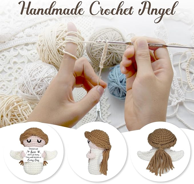 Sympathy Gifts for Loss of Loved One - Crochet Angel Sympathy Gift - Grief Gifts for Women Men Kids, Bereavement Condolences Remembrance Memorial Gift for Loss of Mom Dad Husband Brother