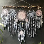 Set of 5 Boho, Hanging Large Boho Dream Catcher Wall Hanging Moon Dream Catcher Set Dream Catchers Wall Decor for Vintage Wedding Home Decorations (Flower Color)