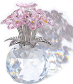 Arikyrist Crystal Forget-Me-Not Bouquet Figurines Gifts for Her Pink Flowers Collectible Decoration for Living Room Romantic Presents for Women Wife Mom Birthday Anniversary
