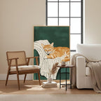 Framed Animal Wall Art for Bedroom Wall, Large Cozy Orange Tabby Cat Canvas Painting for Room Decor, Cute Pet Artwork for Walls, Relaxing Picture Print for Nursery Hallway Wall Decor, 24x36 Inch