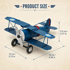 LOGOFUN Vintage Airplane Decor Metal Iron Aircraft Biplane Model Retro Hanging Plane Handicraft Ornament for Home Desktop Decoration - Blue 16.00X13.00X5.50cm