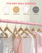 Closet Rods for Hanging Clothes, 17 to 69 Inches Stepless Adjustable Metal Closet Rod, 1.3 Inches Heavy Duty Clothes Hanging Rod for Closet Wardrobes Laundry RV, Pink