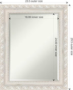 Amanti Art White Wall Mirror 30x24 Opera Off White Rectangle Bathroom Mirror for Wall Decor Living Room, Medium Traditional Wood Frame, Hangs Horizonally and Vertically, Bathroom Decor, Beveled Edge