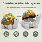 LESES Ashtray, Cute Turtle Cigarette Ashtray with Lid, Smokeless Waterproof Ash Tray Outdoor Resin Ash tray for Patio Home Office Gifts Indoor