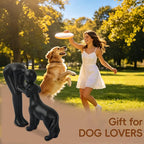 Abstract Resin Hand-Painted Sculpture of Person and Dog Bonding – Head-to-Head Intimate Figurine Decoration for Office、Living Room、Bedroom、Home， Memory Gifts for Pet Lovers (Black)