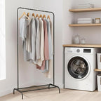 Modern Clothes Rack, 45" Height Garment Rack for Small Spaces, Stable Standing Clothing Organizer with Bottom Shelf, Portable Rack for Dorm, Apartment & Studio, 92LBS Capacity, Black