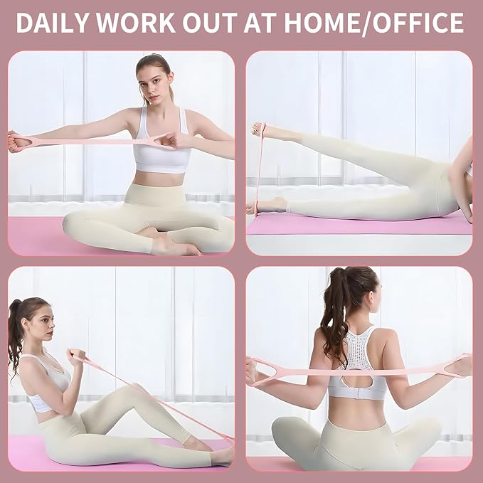 Figure 8 Fitness Resistance Band with Handles, Arm & Back Training Elastic Rope for Pure Barre Workout, Chest, Shoulder Stretching Exercise Equipment for Yoga, Pilates & Physical Therapy.