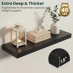 Floating Shelves for Wall 32 in x 9.3 in Deep, Wall Mounted Rustic Wood Shelf with Invisible Brackets for Storage & Display, Living Room Bedroom Bathroom, Black, 2 Pack